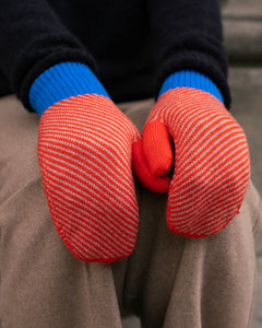 Striped mittens orange - mauve
